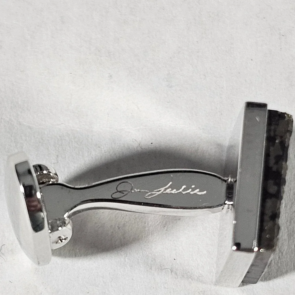 Jan Leslie Cufflinks Mens OS Black Sterling Silver Square Druzy Stone Formal